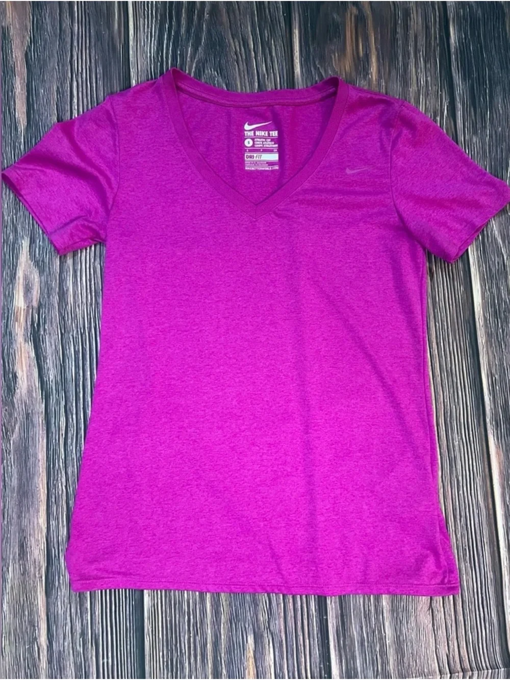 Nike Women's Magenta V-Neck Short Sleeve Performance Tee